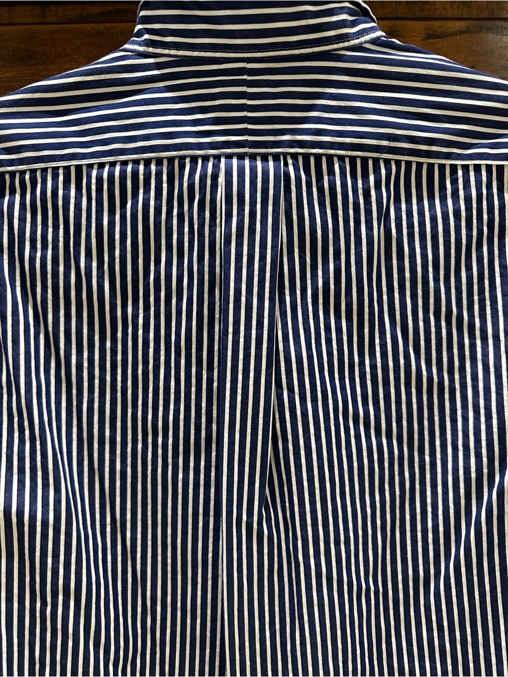 Ralph Lauren Navy and White Striped Button-Down Shirt with Yellow Pony - Picture 6 of 6